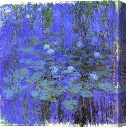 Water-lilies Left Canvas Paintings - Blue Water Lilies by Claude Monet