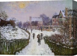 Boulevard Montmarte Canvas Paintings - Boulevard St Deni Argenteuil Snow Effect by Claude Monet