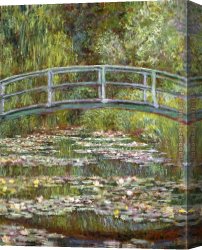 Water-lilies Left Canvas Paintings - Bridge over a Pool of Water Lilies by Claude Monet