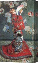 Waterlilies And Japanese Bridge Canvas Paintings - Camille Monet in Japanese Costume by Claude Monet