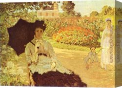 Irises in Monets Garden Canvas Paintings - Camille Monet in the Garden by Claude Monet