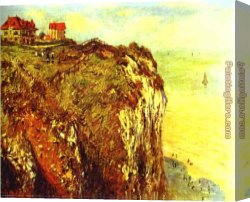 Cliff Canvas Paintings - Cliffs near Dieppe 2 by Claude Monet
