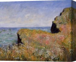 Cliff Canvas Paintings - Edge of the Cliff at Pourville by Claude Monet