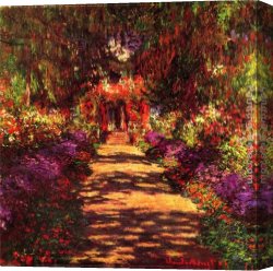 Irises in Monets Garden Canvas Paintings - Garden Path at Giverny by Claude Monet