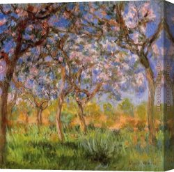 Thoughts of Springtime Canvas Paintings - Giverny in Springtime by Claude Monet