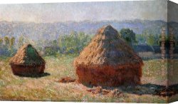 Summer Canvas Paintings - Grainstacks At The End Of Summer Morning Effect by Claude Monet