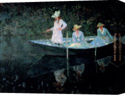 Boats Canvas Paintings - In The Rowing Boat by Claude Monet