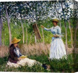 A Hunter at Rest in The Woods Canvas Paintings - In The Woods At Giverny by Claude Monet