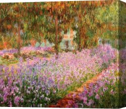 Golding Constable's Flower Garden Canvas Paintings - Irises in Monets Garden by Claude Monet