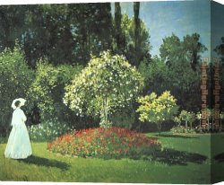 Secret Garden I Canvas Paintings - Jeanne-Marguerite Lecadre in the Garden by Claude Monet