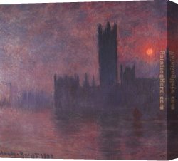 Lake Como Sunset Sail Canvas Paintings - London Houses of Parliament at Sunset by Claude Monet
