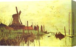 Windmill at Zaandam 2 Canvas Paintings - Mill near Zaandam by Claude Monet