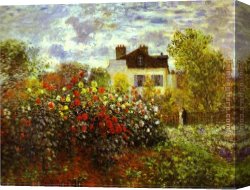 Irises in Monets Garden Canvas Paintings - Monet's Garden at Argentueil by Claude Monet