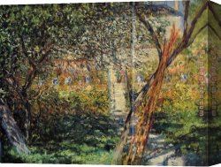 Irises in Monets Garden Canvas Paintings - Monet's Garden at Vetheuil by Claude Monet
