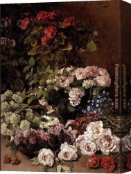 Golding Constable's Flower Garden Canvas Paintings - Monet Spring Flowers by Claude Monet