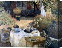 Monet Canvas Paintings - Monet The Luncheon by Claude Monet
