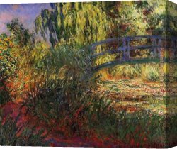Pond Canvas Paintings - Path along the Water-Lily Pond by Claude Monet