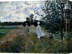 Wild Poppies Near Argenteuil Canvas Paintings - Promenade Near Argenteuil by Claude Monet