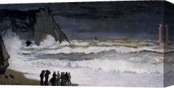 Puffins Over Sea Canvas Paintings - Rough Sea At Etretat by Claude Monet
