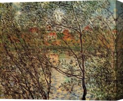 Thoughts of Springtime Canvas Paintings - Springtime through the Branches by Claude Monet