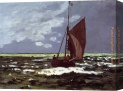 Seascape Canvas Paintings - Stormy Seascape by Claude Monet