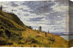 Cliff Canvas Paintings - Taking a Walk on the Cliffs of Sainte-Adresse by Claude Monet