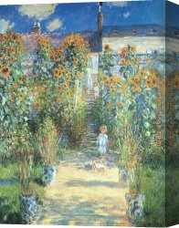Secret Garden I Canvas Paintings - The Artist Garden at Vetheuil by Claude Monet