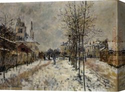 Boulevard Montmarte Canvas Paintings - The Boulevard de Pontoise at Argenteuil Snow Effect by Claude Monet
