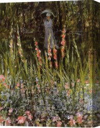 Irises in Monets Garden Canvas Paintings - The Garden Gladioli by Claude Monet