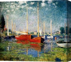 Untitled Green Red on Orange 1951 Canvas Paintings - The Red Boats by Claude Monet