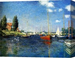 Untitled Green Red on Orange 1951 Canvas Paintings - The Red Boats Argenteuil by Claude Monet