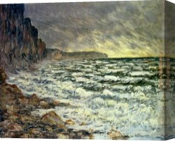 Puffins Over Sea Canvas Paintings - The Sea At Fecamp by Claude Monet