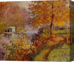 Painter in His Studio Canvas Paintings - The Studio Boat 2 by Claude Monet
