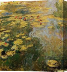 Water-lilies Left Canvas Paintings - The Water-Lily Pond  left side by Claude Monet