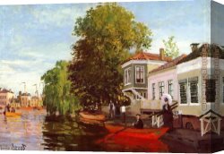 Windmill at Zaandam 2 Canvas Paintings - The Zaan at Zaandam 1 by Claude Monet