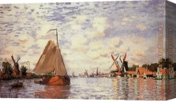Windmill at Zaandam 2 Canvas Paintings - The Zaan at Zaandam 2 by Claude Monet