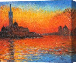 Hunter Mountain, Twilight Canvas Paintings - Venice Twilight by Claude Monet