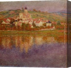 Pink Canvas Paintings - Vetheuil Pink Effect by Claude Monet