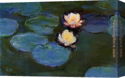 Water-lilies Left Canvas Paintings - Water-Lilies 02 by Claude Monet