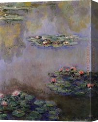 Water-lilies Left Canvas Paintings - Water-Lilies 03 by Claude Monet
