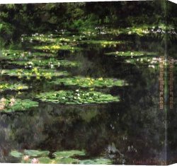 Water-lilies Left Canvas Paintings - Water-Lilies 04 by Claude Monet