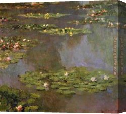 Water-lilies Left Canvas Paintings - Water-Lilies 05 by Claude Monet