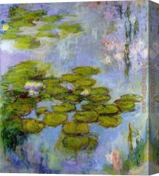 Water-lilies Left Canvas Paintings - Water Lilies 13 by Claude Monet