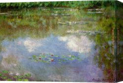Water-lilies Left Canvas Paintings - Water Lilies 1903 by Claude Monet