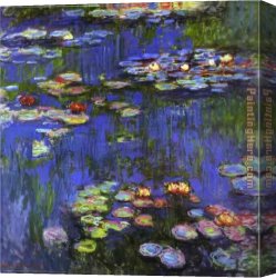 Water-lilies Left Canvas Paintings - Water-Lilies 1914 by Claude Monet