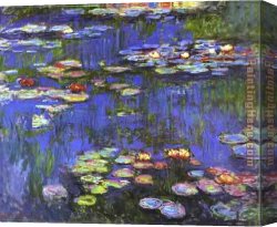 Water-lilies Left Canvas Paintings - Water Lilies 1914 by Claude Monet