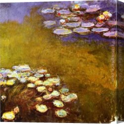 Water-lilies Left Canvas Paintings - Water-Lilies 1917 by Claude Monet