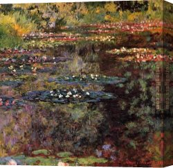 Water-lilies Left Canvas Paintings - Water-Lilies 21 by Claude Monet
