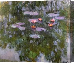 Water-lilies Left Canvas Paintings - Water-Lilies 23 by Claude Monet