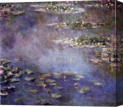 Water-lilies Left Canvas Paintings - Water-Lilies 24 by Claude Monet